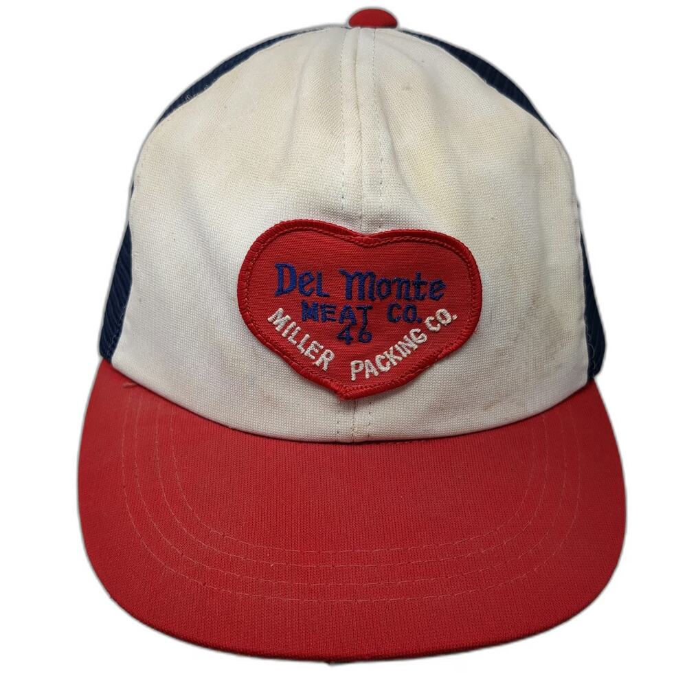 Dorfman-Pacific Trucker Hat White Heart Patch Del Monte Meat Co Snapback Vintage